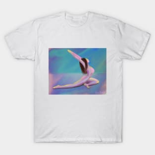 Woman Yoga Pose in Dreamy Pastel Colors T-Shirt